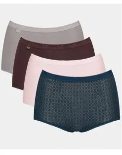 Culottes Basic + Maxi (Lot De 4) Sloggi (Gris/Marron/Rose/Vert)